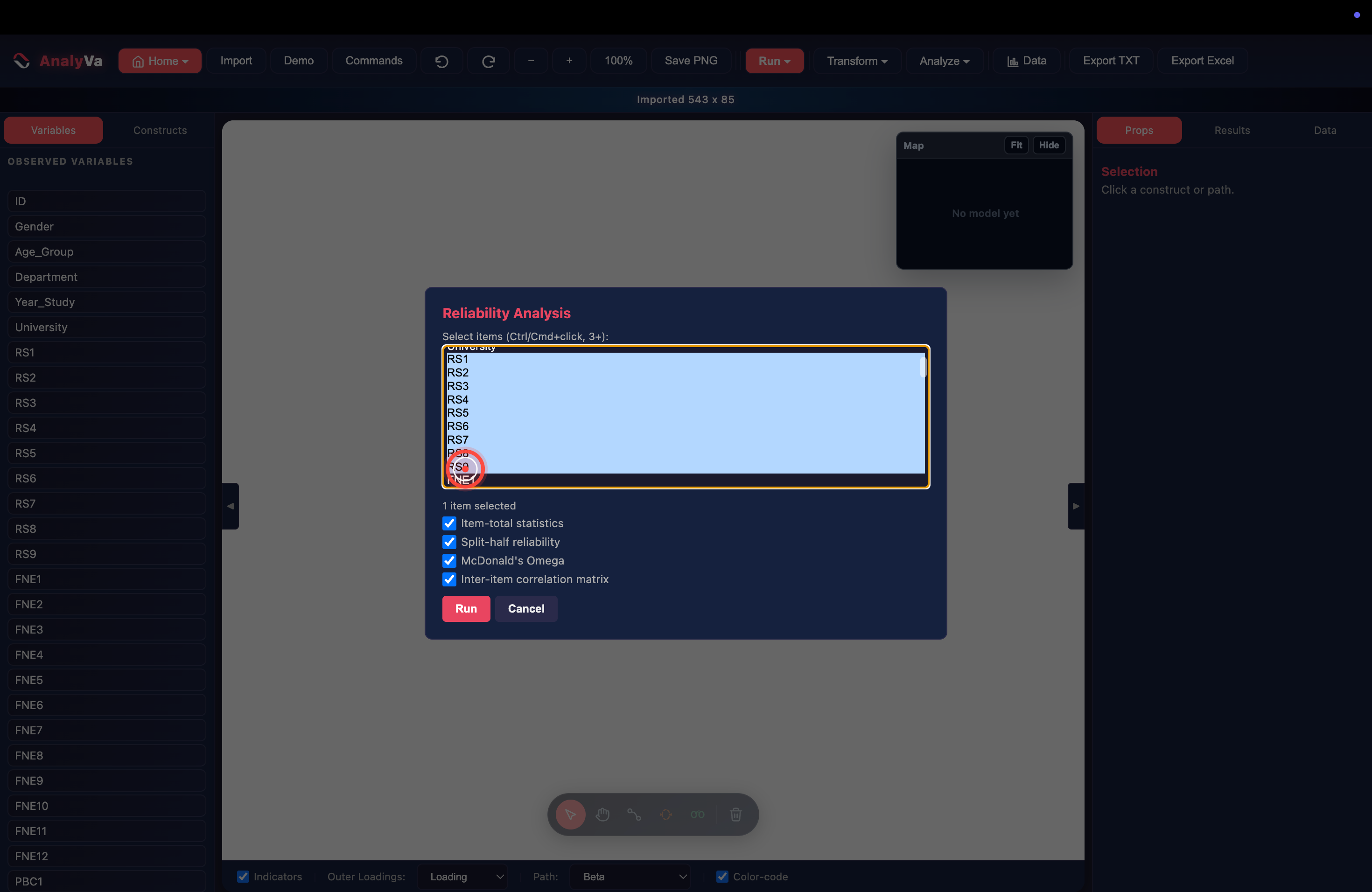 First scale item selected in the picker