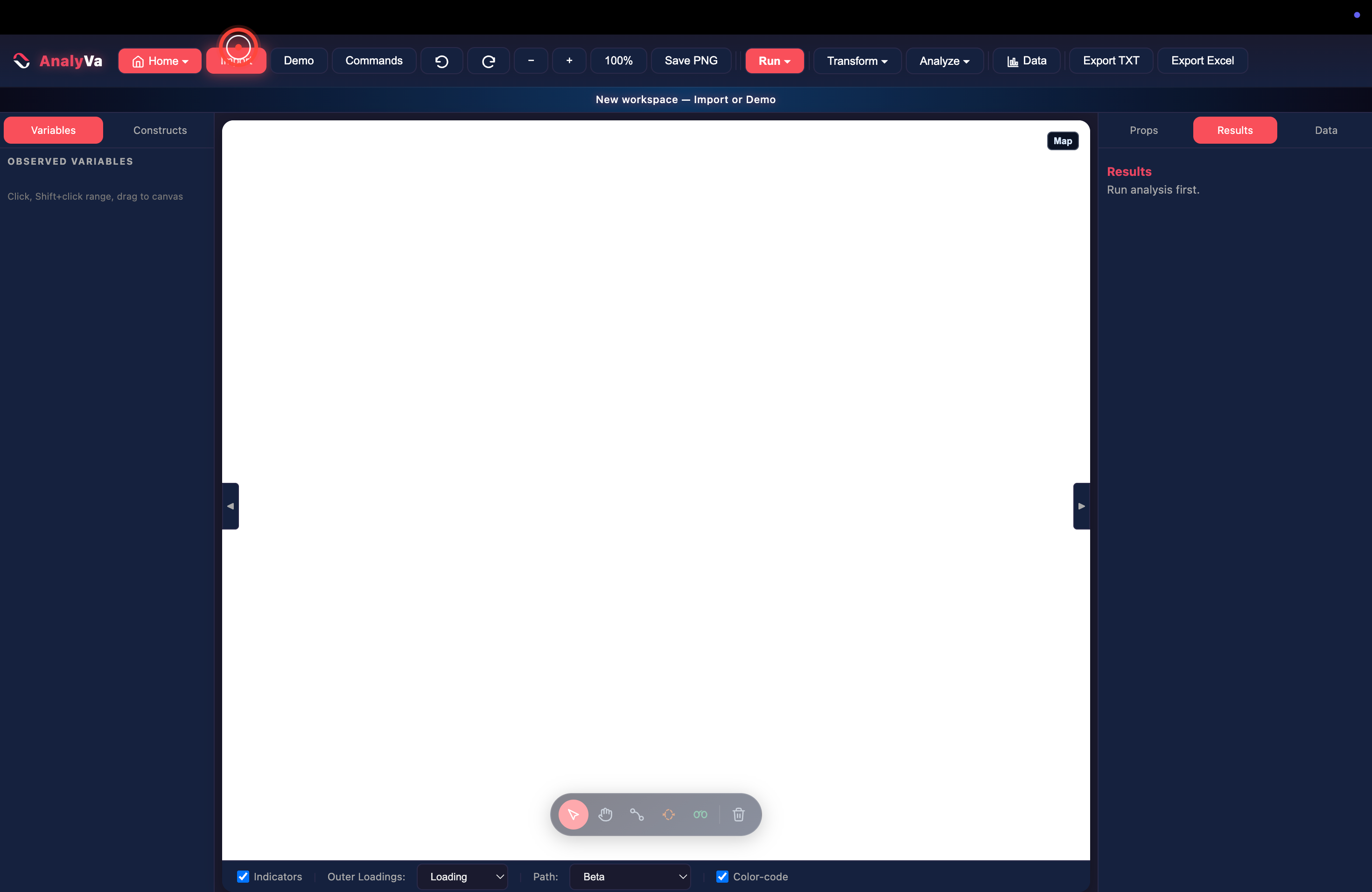 The Import button in the top toolbar