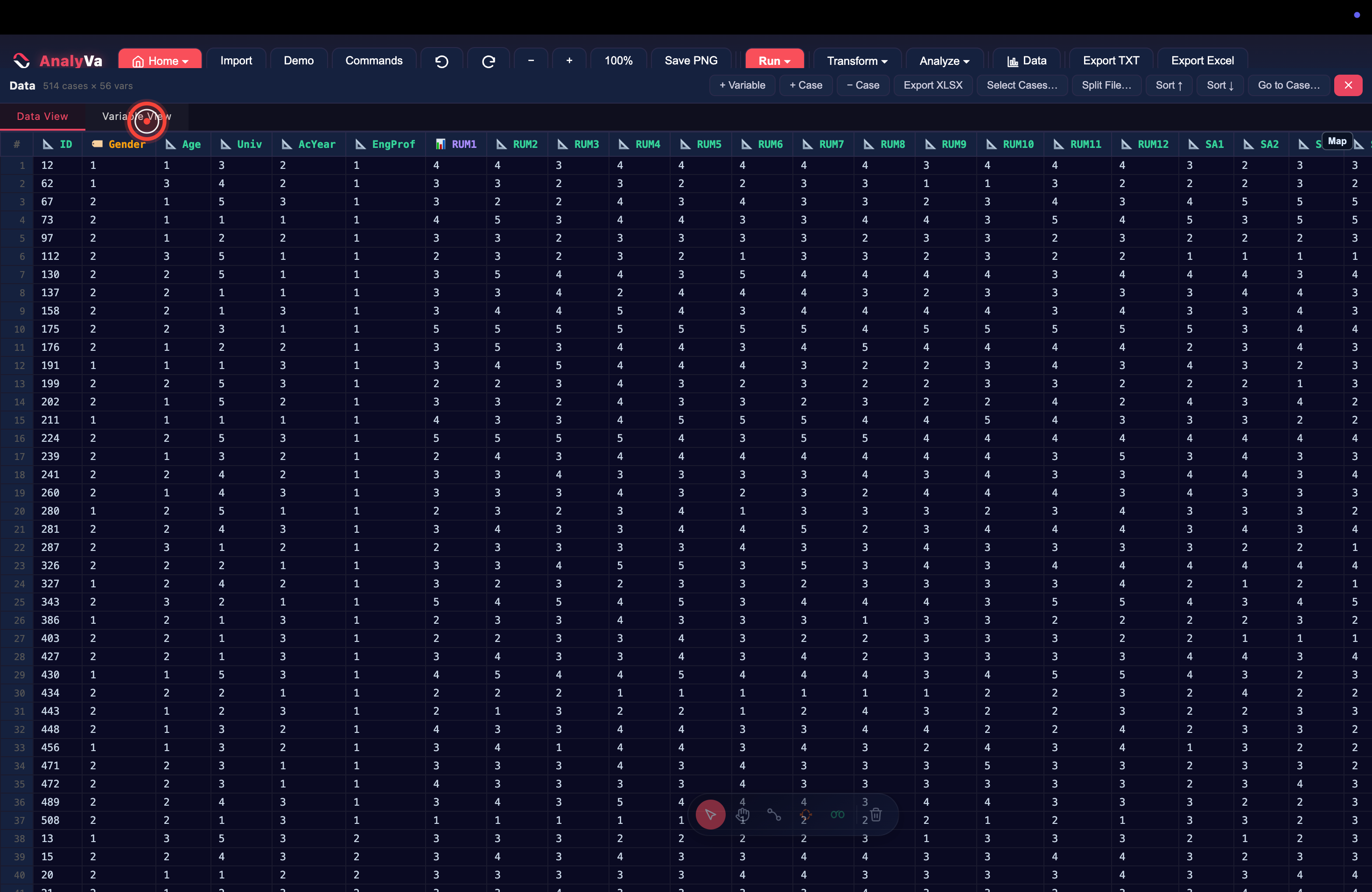The updated Variable View