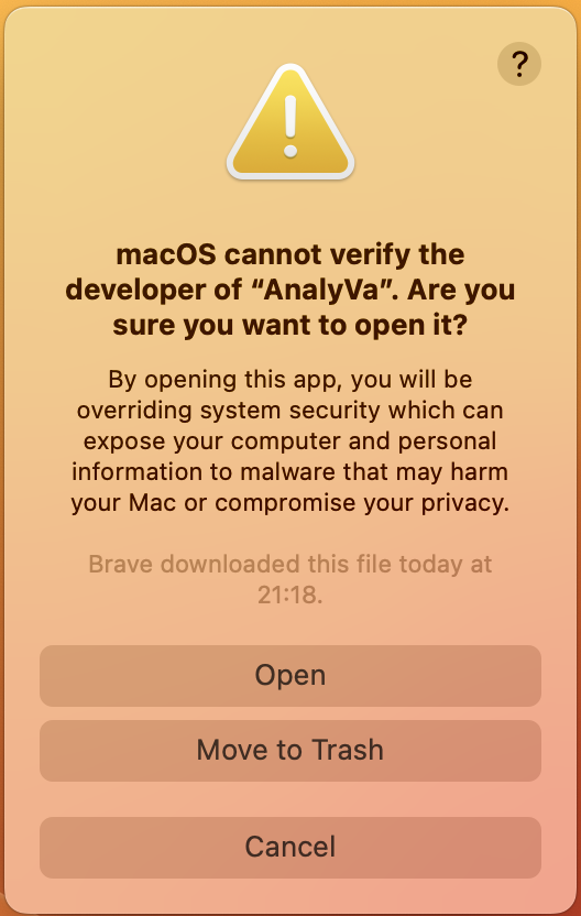 Final open confirmation dialog