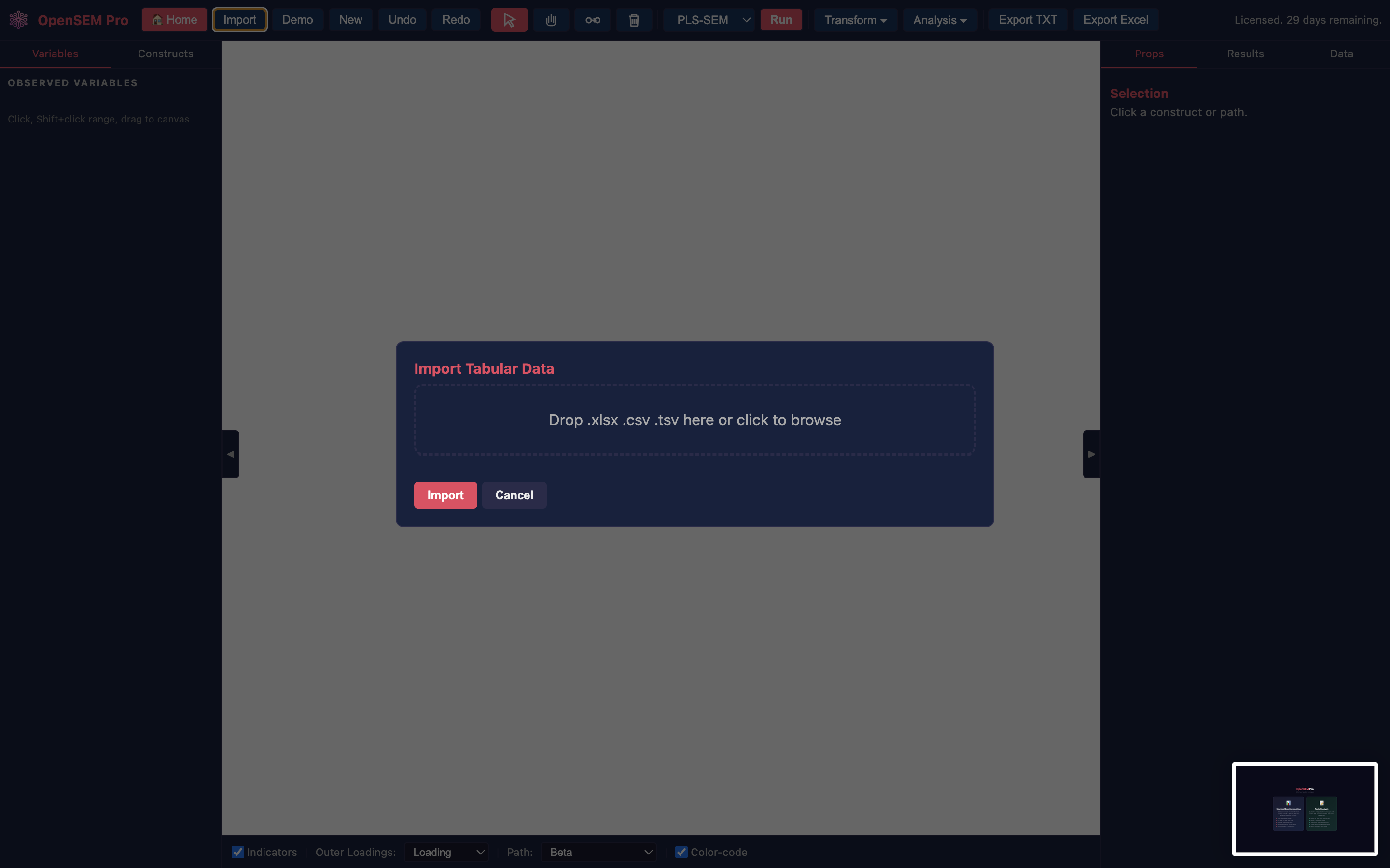 Analysis Menu with Bootstrap and MGA